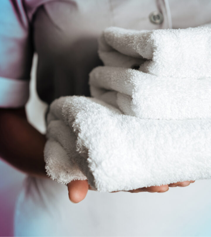 Towels in a lady's hands